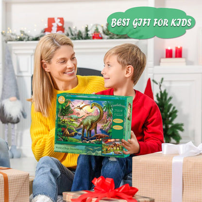 Puzzles for Kids Ages 4-6 – 2 x 60 Pieces Puzzles for Kids Ages 3-5 6-8 – World of Huge Dinosaurs – Learning Educational Toys for Boy and Girl (2 Packs)