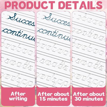 gisgfim 2 Pack Grooved Cursive Handwriting Workbook Magic Grooved Cursive Reusable Handwriting Practice with Disappearing Ink Pens Learning Activities Supplies (Jokes Riddles&Inspiring Quotes)
