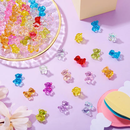 Kissitty 100Pcs Clear Acrylic Bear Beads Cute Bears Loose Beads Bulk Transparent Gummy Bear Spacer Bead Counting Bears for Bracelet Adults Necklace Earring Crafts Bag Key Chain DIY Jewelry Making