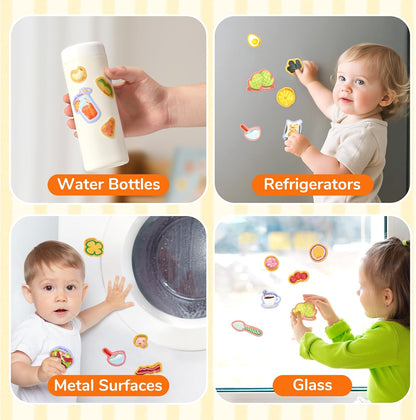 JoyCat Reusable Sticker Book Set (3-Pack): Farm, Pizza-Making, Weather - 90 Pcs Stickers for Toddlers, Kids Sticker Activity Book, Road Trip Travel Toys, Birthday Gifts for Boys and Girls