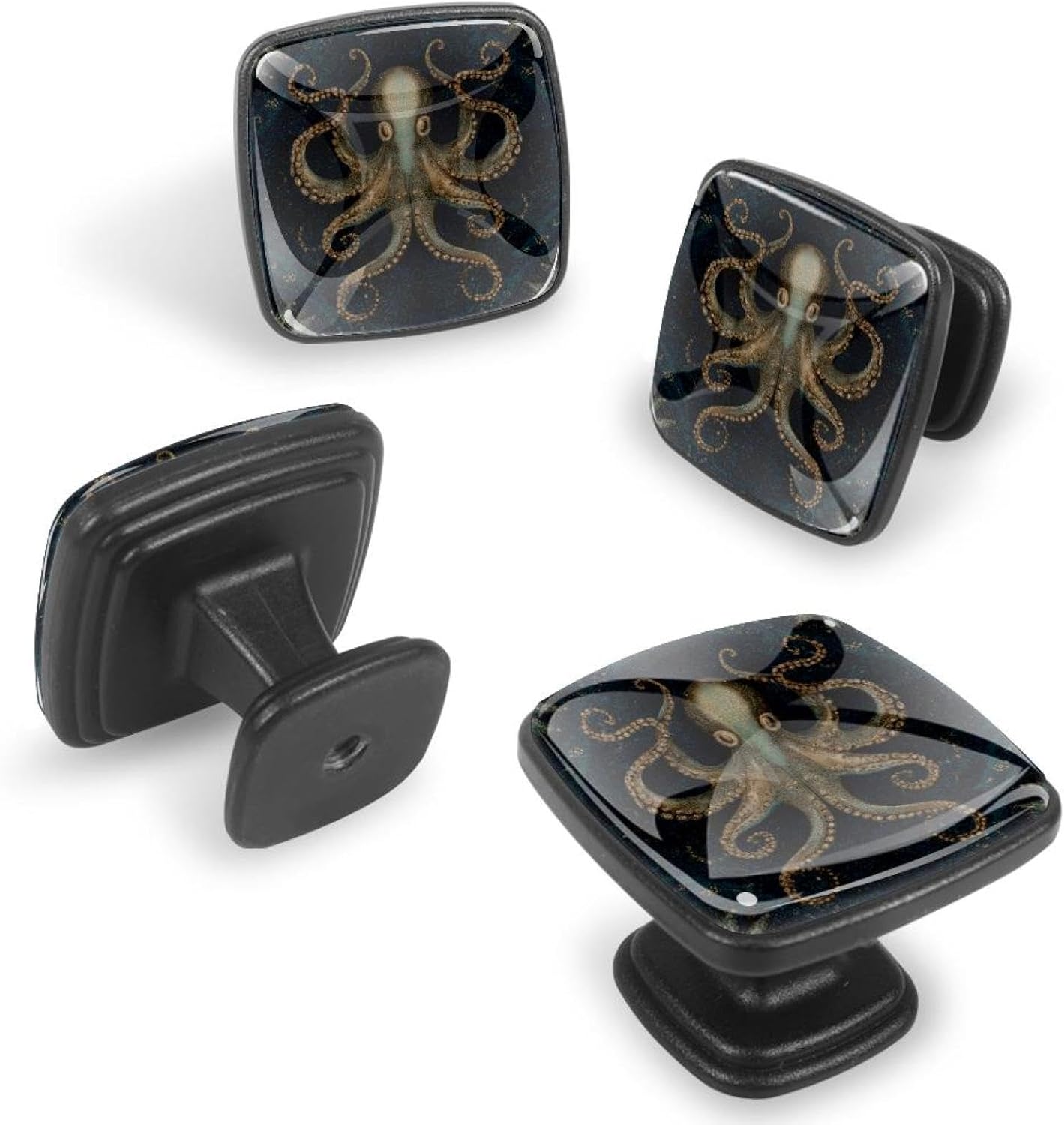 4 Pack Cabinet Knobs Drawer Pulls, 30mm Round ABS Glass Drawer Hardware Growing Butterfly Cabinet Handles with Screws for Dressers Kitchens Cupboard