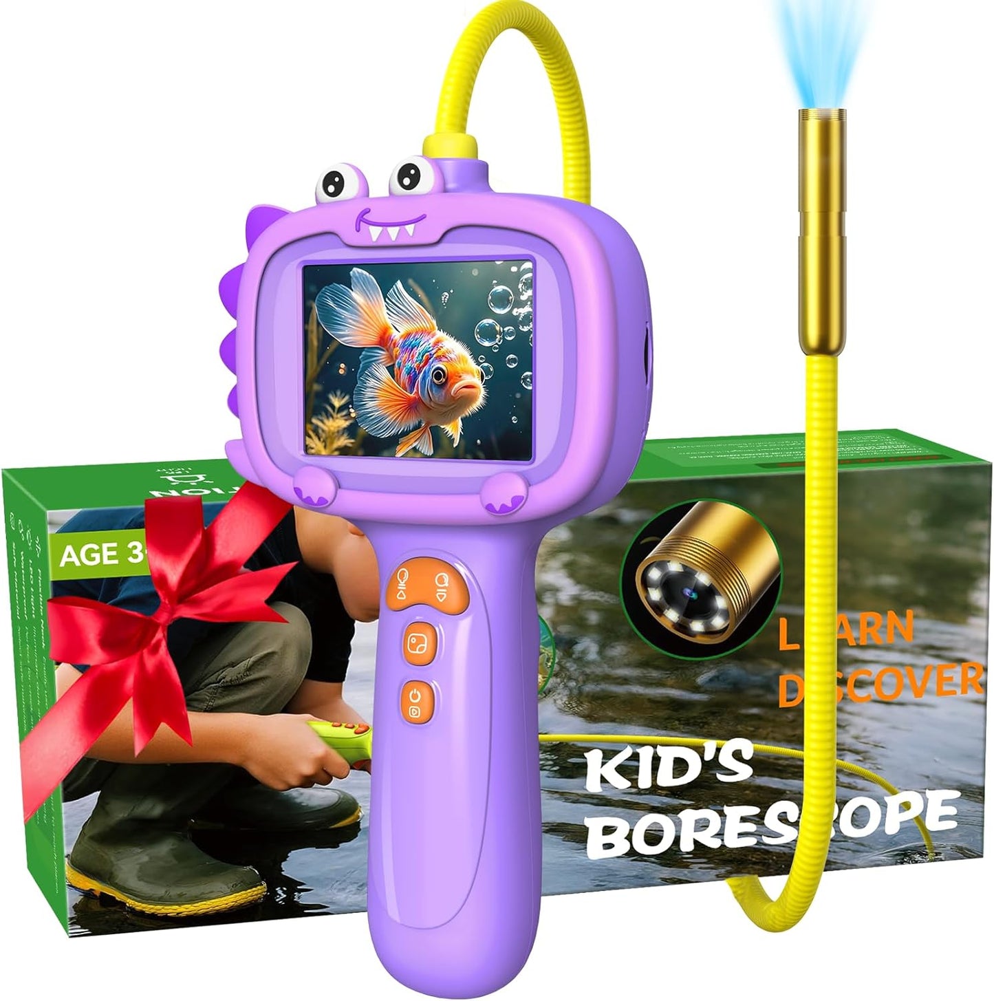 Daxiongmao Borescope Camera with Light for Kids | STEM Science Educational Toy for 3 4 5 6 7 8 Years Old Boys & Girls | Birthday Gift for Outdoor Adventures & Nature Discovery（Blue）