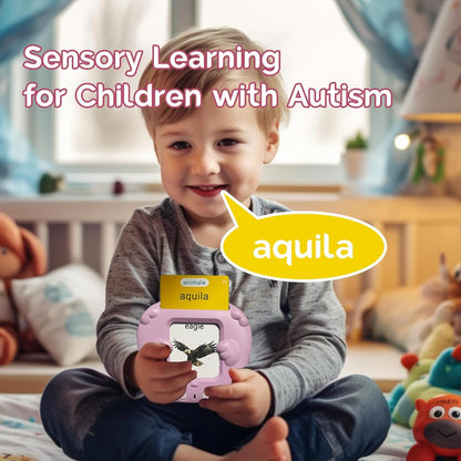 Bilingual English Flash Cards - Korean Talking Flash Cards, 510 Sight Words 31 Themes, Pocket Speech for Toddlers 3-12, Autism Sensory Toys, Preschool Learning Activity (Korean, Pink)