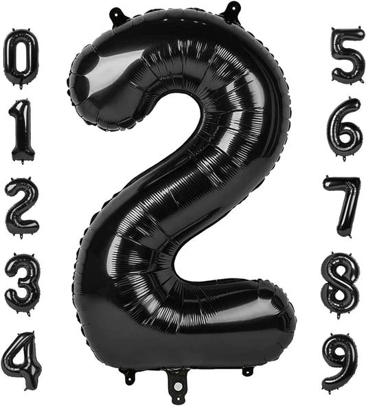 2 Numbers Balloon 40 Inch Line Black Two Balloon Number Birthday Decor, 2nd 12 21st Party Celebration Decorations Graduations Wedding Baby Shower - Colors C
