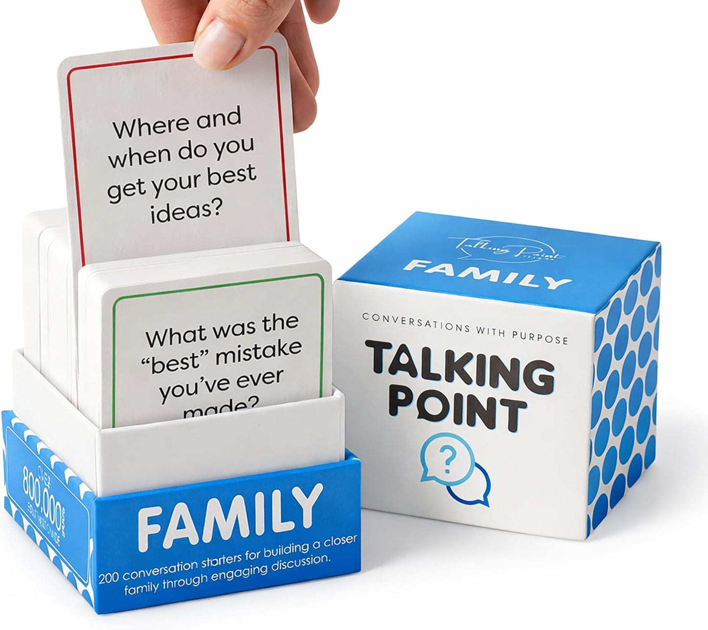 200 Family Conversation Cards - Put Down The Phones & Connect with Family - Get to Know Each Other Better with Meaningful Talk - Let Kids Express Themselves, Great for Dinner Table & Road Trips