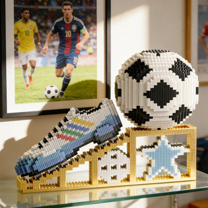 2026 New Soccer Ball with Sport Sneaker Building Block Set, Realistic Soccer, Luminous Crystal Shoe, Golden Stand STEM Bricks, DIY Educational Toy World Football Cup Gifts for Teen, Adult