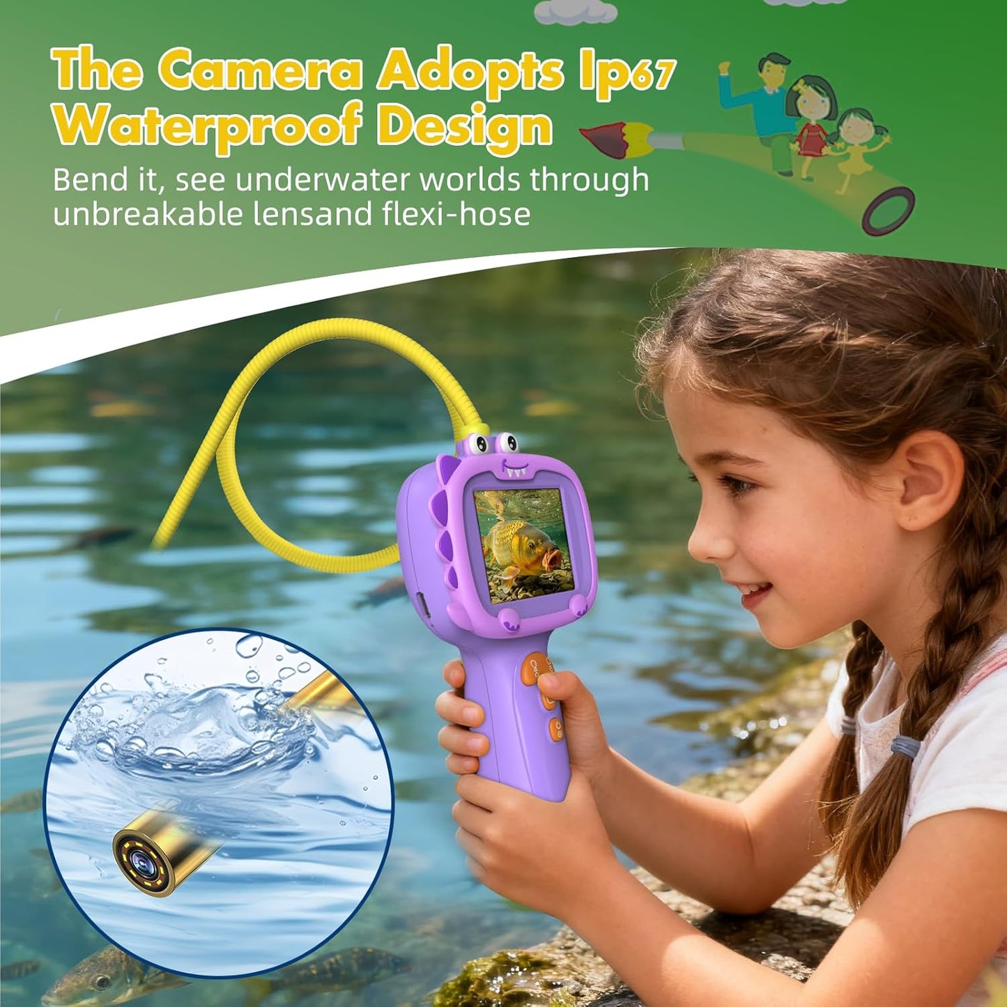 Daxiongmao Borescope Camera with Light for Kids | STEM Science Educational Toy for 3 4 5 6 7 8 Years Old Boys & Girls | Birthday Gift for Outdoor Adventures & Nature Discovery（Blue）