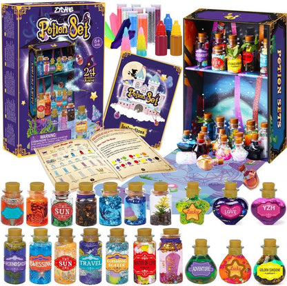 Fairy Potion Making Kit for Kids - Birthday Gifts for Girls Ages 6 7 8 9 10 Ideas for Girls 8-10 - Arts and Crafts Toys for Kids 6-8 - 24 Bottle Magical Workshop Craft Set