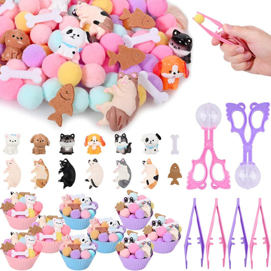 Sanixn 152 Pcs Space Sensory Bin Fillers Outer Space Fine Motor Skills Astronauts Sensory Bin Item Pompoms Cups Tweezers Scissor Clips for Preschool Education Activities Sorting Counting(Space)