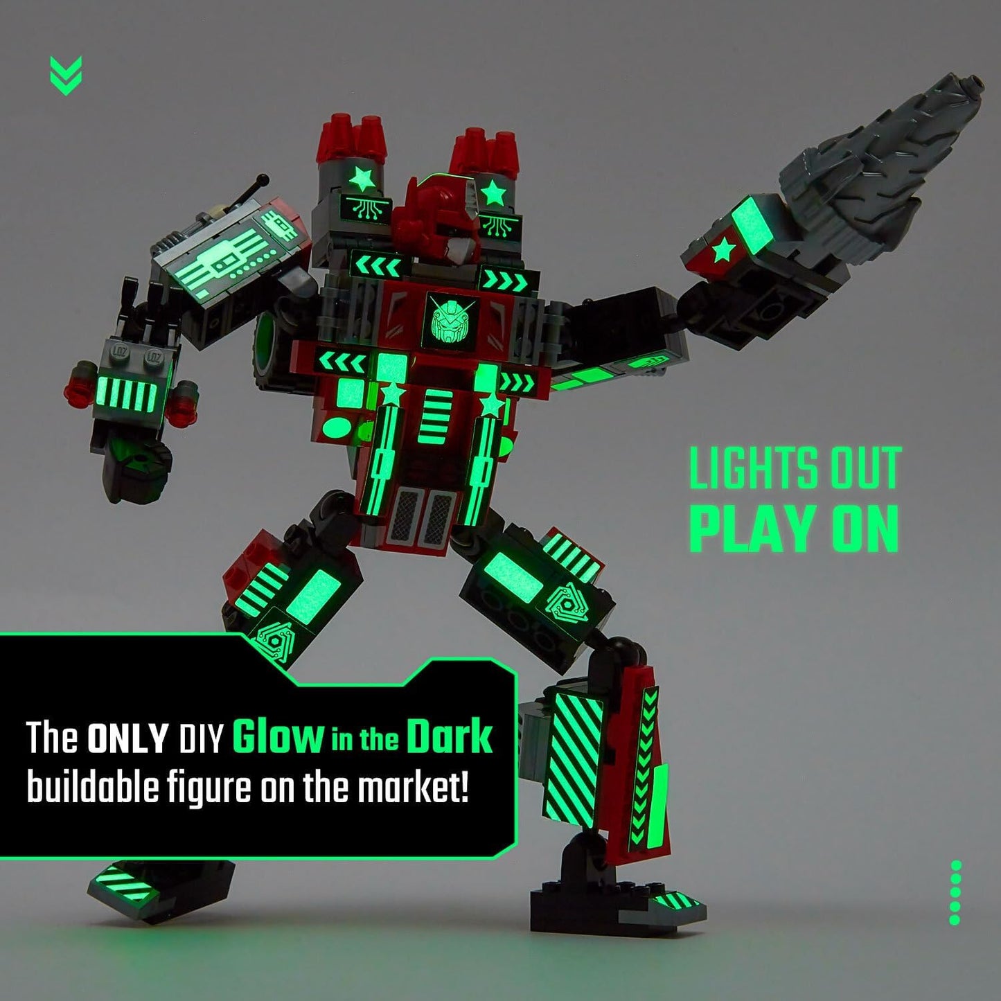 JITTERYGIT Robot Army Buildable Mech Soldier Glow in The Dark Gift Toy Set, Helicopter Military Creative STEM Project, Dinosaur Building Bricks Kit for Kids Ages 6-11 Years Old