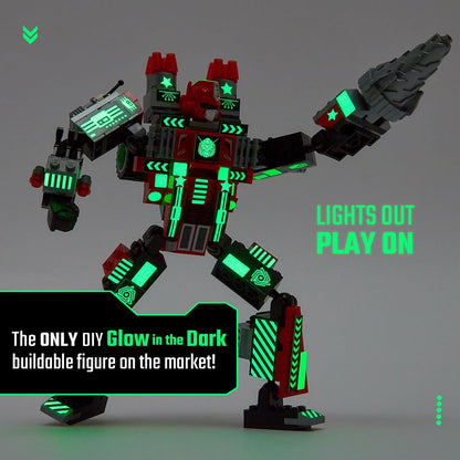 JITTERYGIT Robot Army Buildable Mech Soldier Glow in The Dark Gift Toy Set, Helicopter Military Creative STEM Project, Dinosaur Building Bricks Kit for Kids Ages 6-11 Years Old