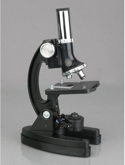 AmScope M30 Series 52-Piece STEM Microscope Kit for Kids - Monocular, Portable Compound Microscope for Kids - Includes Petri Dish, Slides & More - Black