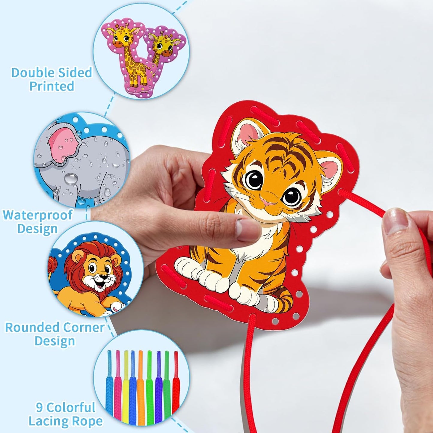 Vehicle Lacing Cards,Double Side Toddler Sewing Kit for Kids,Fine Motor Skills Toys,Shoe Tying Practice,Manipulatives for Preschoolers,Classroom Must Haves,Preschool Learning Activities