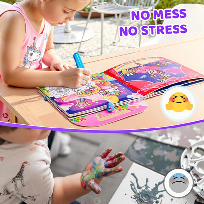 JoyCat Ocean Water Coloring Book for Toddlers 3-5, Reusable No-Mess Water Painting Book with Water Pen, 13 Activity Pages, Travel Toy Gift for Boys & Girls