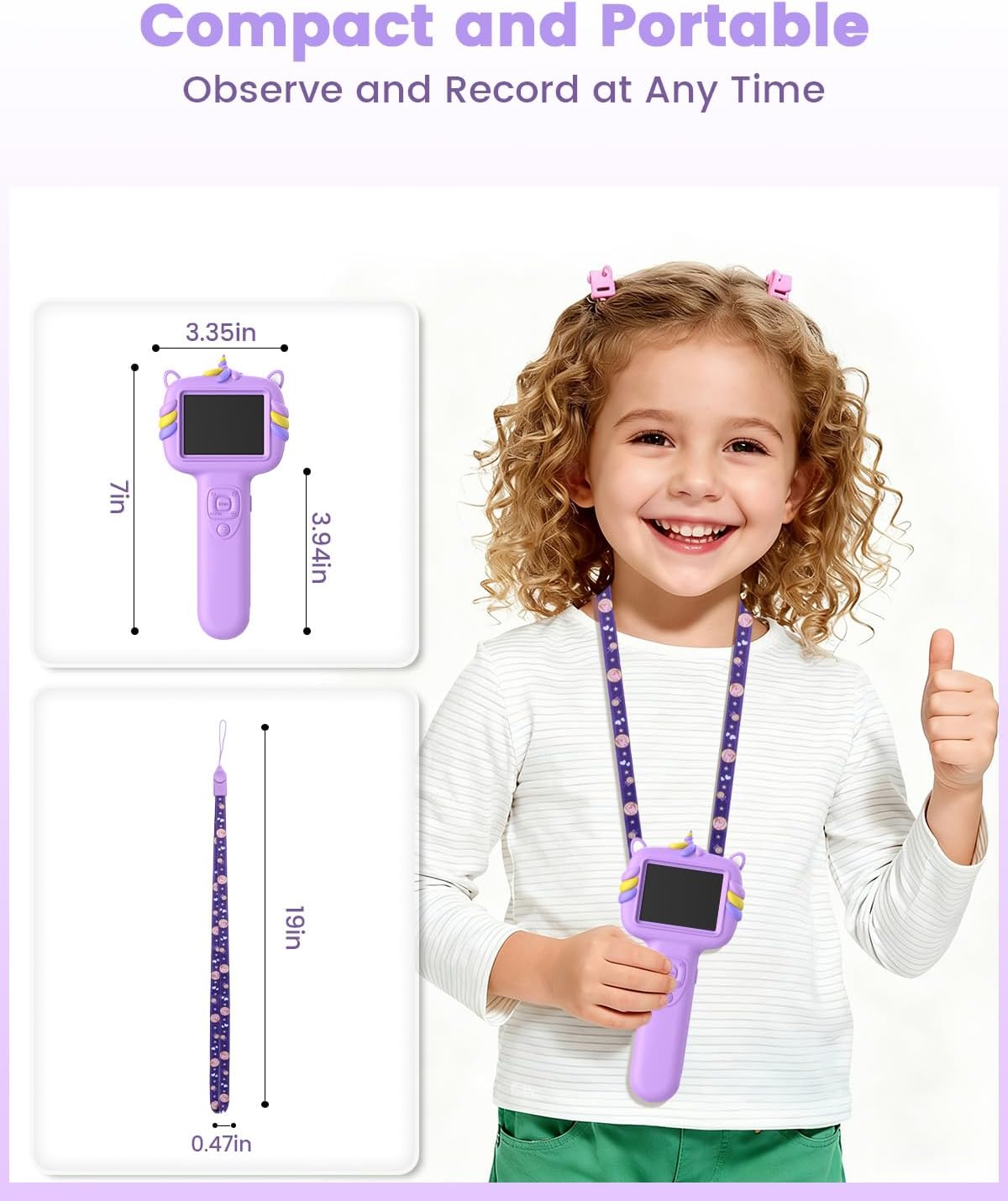 Microscope Camera for Kids Gifts Toys- Handheld Pocket Microscopes with 2.4" Screen and Autofocus - Mini Digital Educational Science Kit for Christmas Birthday for Age 3-5 5-7 8-12 Girls Boys (Green)