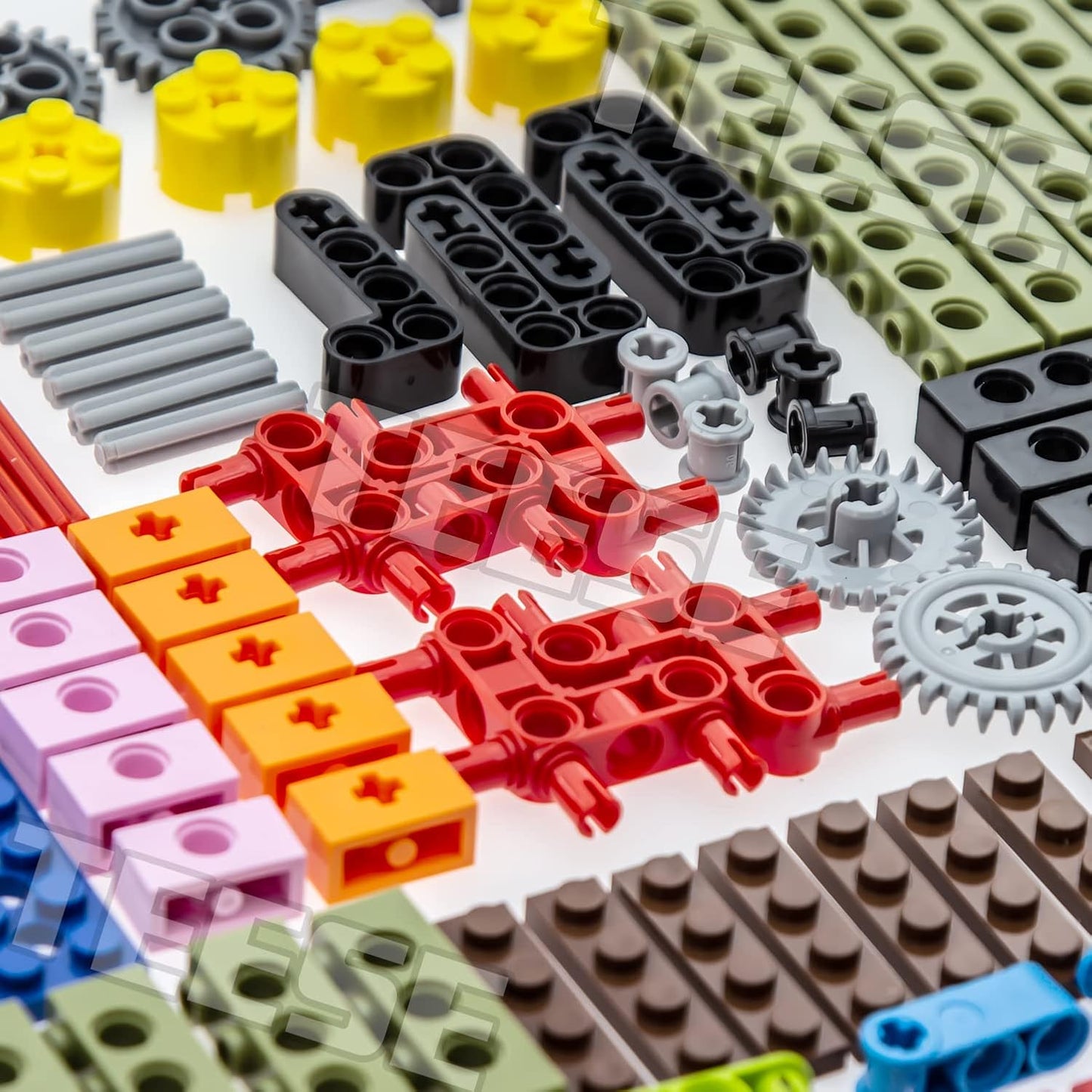 TEESE 184pcs Technic-Beam-Gears-Axles-Pins-Wheels-Tires, Compatible with Technic-Parts, for STEM-MOC-EV3-Project-Track-Car-Bulk- Blocks (Random Color)