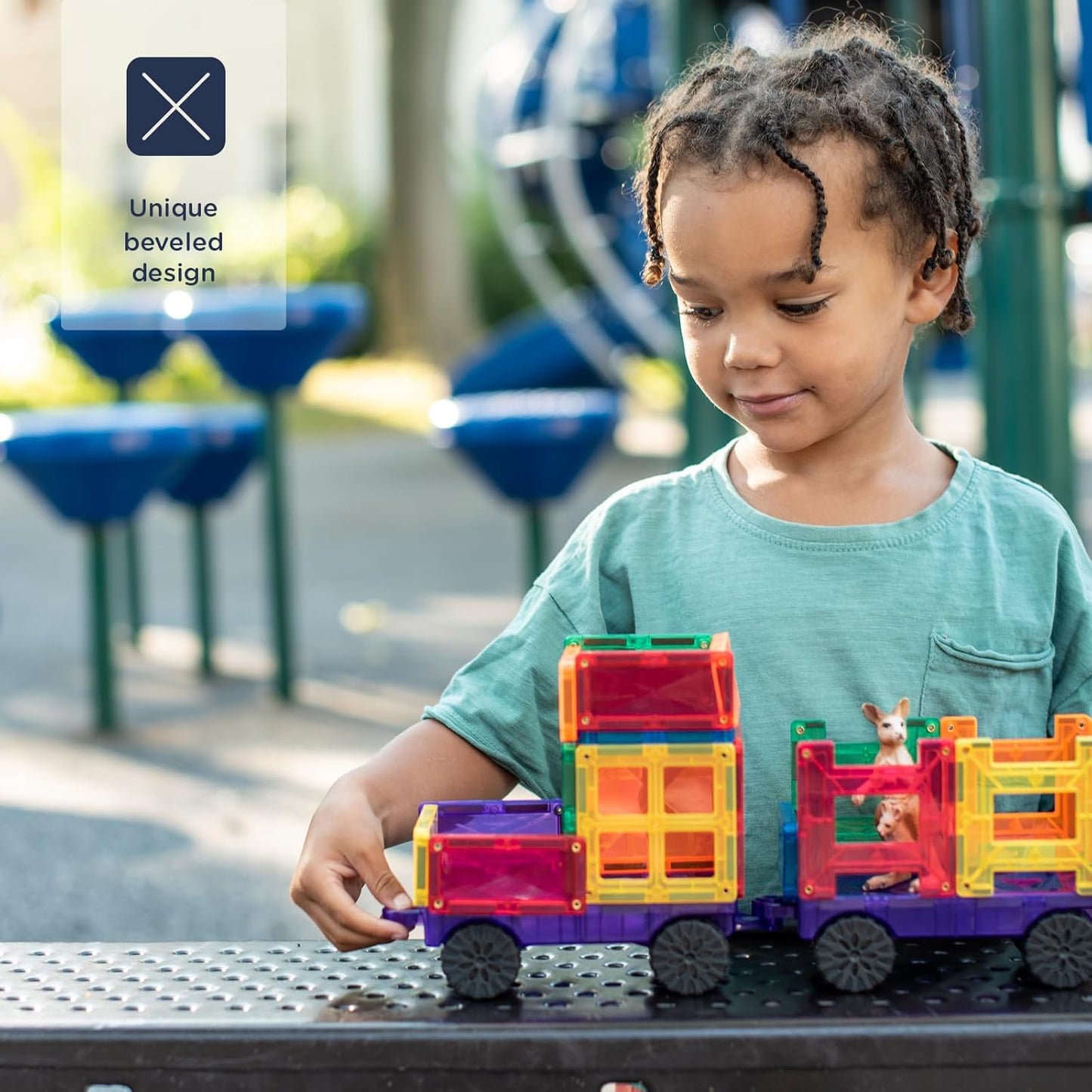 CONNETIX Magnetic Tiles Rainbow Transport Pack, 50 Pieces