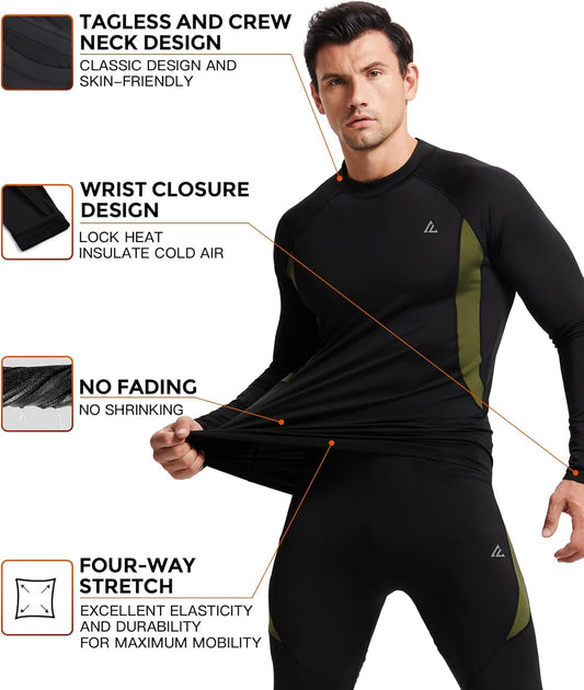 CL convallaria Thermal Underwear Long Johns Set Mens Winter Gift Hunting Gear Sport Base Layer Bottom Top - Colors B