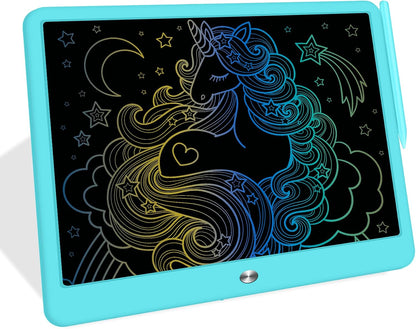 FLUESTON LCD Writing Tablet for Kids, 10 Inch Doodle Board, Colorful Drawing Pad for Toddler, Educational Travel Toy Gifts for 3-8 Year Old Girls Boys, Erase Lock Writing Board