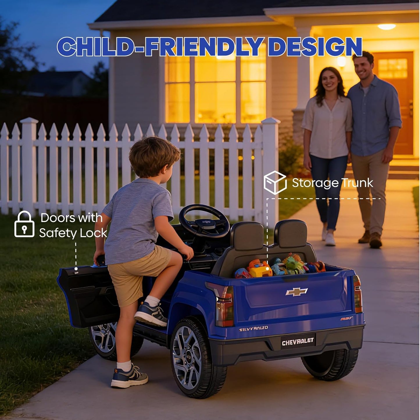 24V Licensed Chevrolet Silverado Electric Car for Kids, Ride on Toys for Toddlers with Remote Control, Soft Start, LED Lights, Music Player, Seat Belts, Easy to Assemble, Black