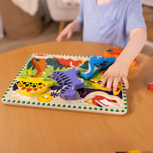 Melissa & Doug Safari Wooden Chunky Puzzle (8 pcs), Educational Screen Free Activity for Toddler, Preschoolers and Kids Ages 2+ - FSC Certified