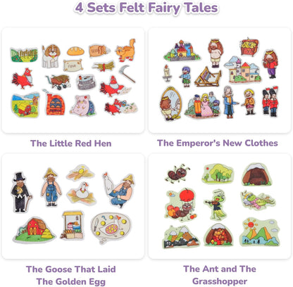 CHEFAN Felt/Flannel Board Story Set of 4, PRECUT Felt Pieces for Preschool Toddlers Circle Time,We are Going On A Bear Hunt, Mary Had A Little Lamb, Little Bo-Peep, Little Boy Blue