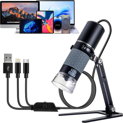 Jiusion 40 to 1000x Magnification Endoscope, 8 LED USB 2.0 Digital Microscope, Mini Camera with OTG Adapter Metal Stand, Compatible with Mac Windows 7 8 10 11 Android Linux Chrome Not for iPhone/iPad