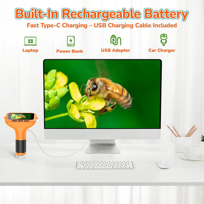 3.0" Screen Digital Microscope for Kids: 1000X Rechargeable Mini Pocket Portable Miniscope Magnifying Glass 4K Coin Jewelry Loupe Edu Science STEM Toy Xmas Gift 4-12 Boys Girls