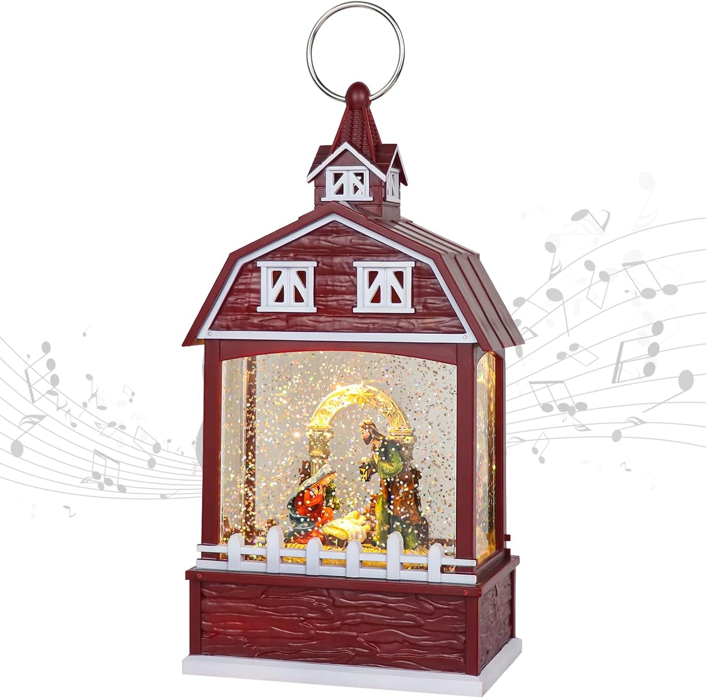 Eldnacele Musical Snow Globe Lantern with Timer, Lighted USB/Battery Operated Swirling Singing Water Glittering Lantern, Snow Globes for Adults and Kids Christmas Decoration- Santa
