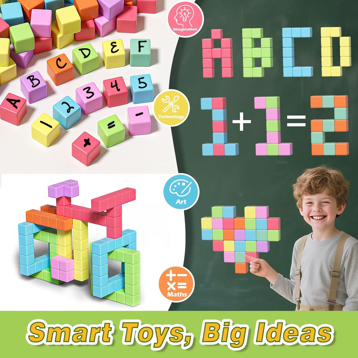 Apluses 45PCS Magnetic Blocks - Transparent Magnet Cubes, Toddler Building Blocks, Sensory Autism Gifts for Kids Ages 3+, Preschool Travel Toys for 3-5 Year Old Boys and Girls