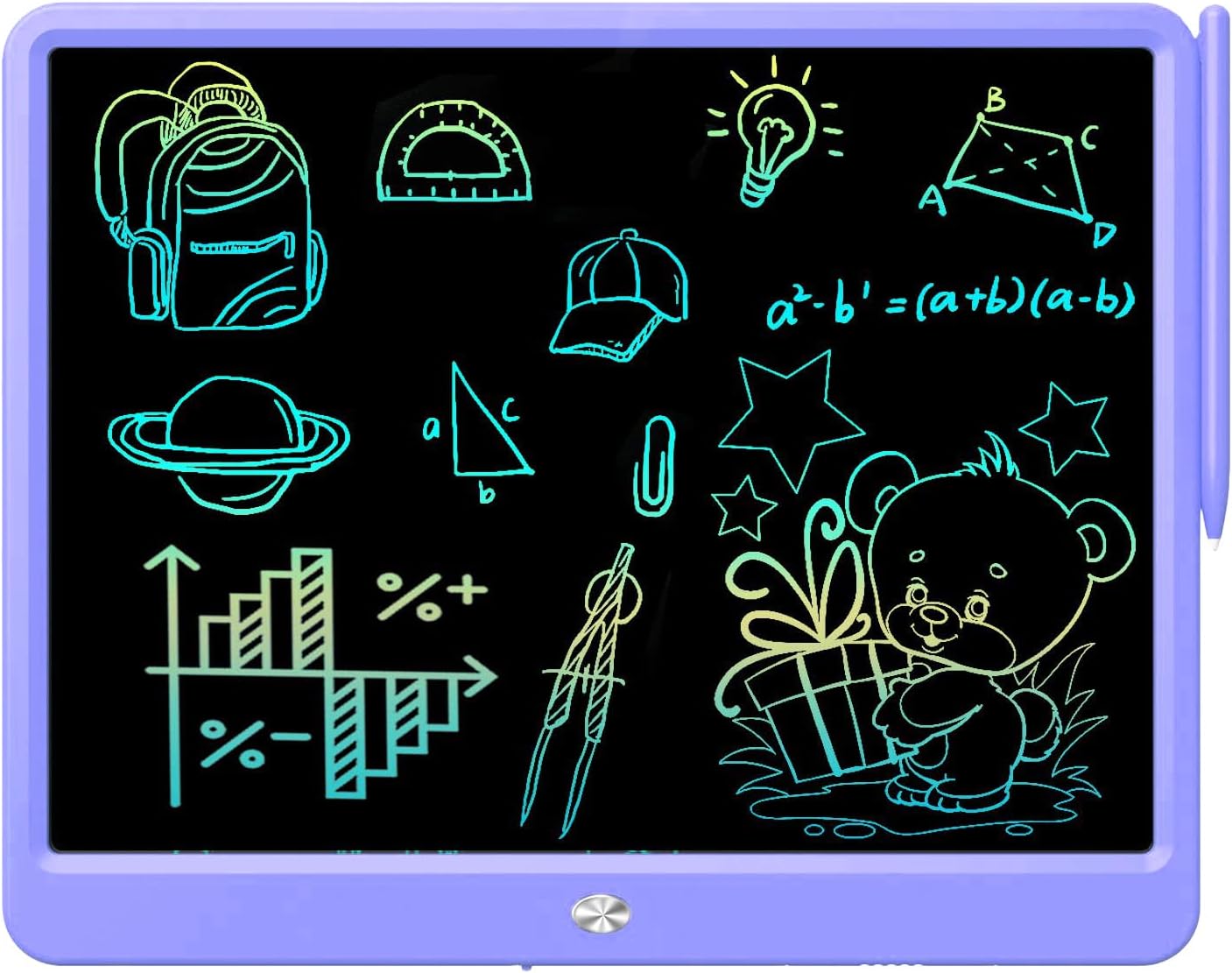 FLUESTON LCD Writing Tablet for Kids, 10 Inch Doodle Board, Colorful Drawing Pad for Toddler, Educational Travel Toy Gifts for 3-8 Year Old Girls Boys, Erase Lock Writing Board