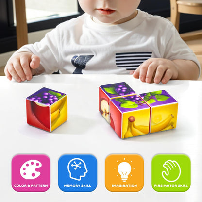 Pairez Toys Random 4 Sets of Magnetic Blocks for Toddlers, 4 Packs Total 16 PCS & 24 Patterns, Magnetic Puzzles for Kids 1-3, Preschool Learning Classroom Must Haves Puzzle Toys