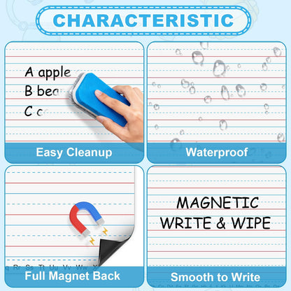 Magnetic Handwriting Paper for Whiteboard – 17" x 23" Large Primary Lined Dry Erase Sheet, Reusable Giant Writing Notebook Poster for Classroom, Teacher Resource for Kids Learning & Early Writing