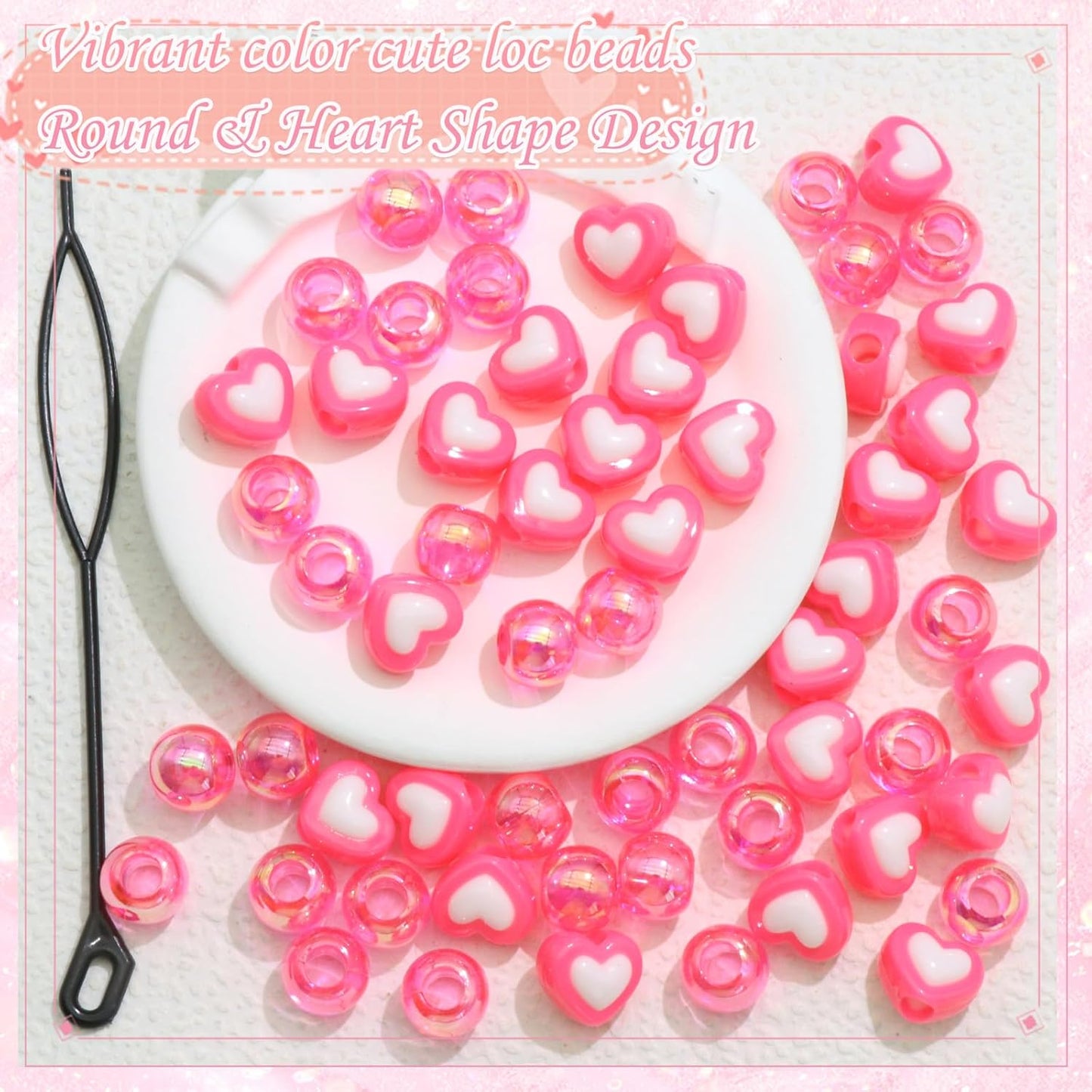 60PCS Purple Braids Beads 3 Styles Dreadlock Bead Accessories Cute Hair Jewelry AB Round Bead Decoration for Kids Girls