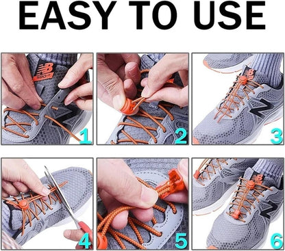 Elastic Shoelaces Round Locking No Tie Shoe Laces Kids Adult Lazy Rubber Sneakers Shoelace
