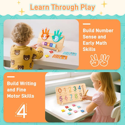LovesTown Preschool Learning Toys, Educational Math Manipulatives Finger Counting Blocks, Tracing Number for Toddlers, Homeschool Classroom Supplies Birthday Boys Girls Gifts