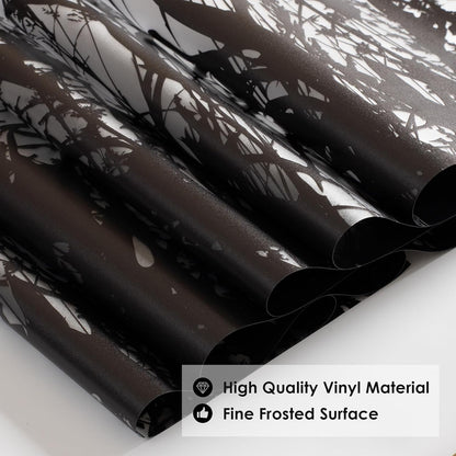 DKTIE Window Privacy Film Flowers Pure White Pattern Stained Glass Window Film Decorative Frosted Glass Window Film Sun Blocking Heat Control Static Cling (A274, 17.5" x 78.7")