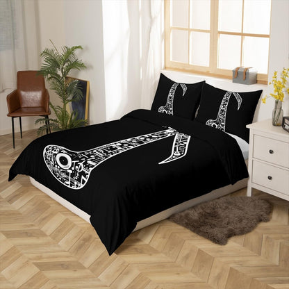 Drum Kit Comforter Cover Abstract Musical Instruments Bedding Set for Kids Boys Teens,Pop Music Duvet Cover Modern Rock Quilt Cover, Teal Laser Light Bedroom Decor Twin Size Blue Green Black