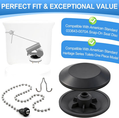 Enhon 2 Pack Snap-In Seat Disc & 1 Pcs Flush Valve Chain, Compatible with American Standard 033643-0070A, Universal Fit Heritage Series Toilets One Piece Model - #2031, Professional Grade