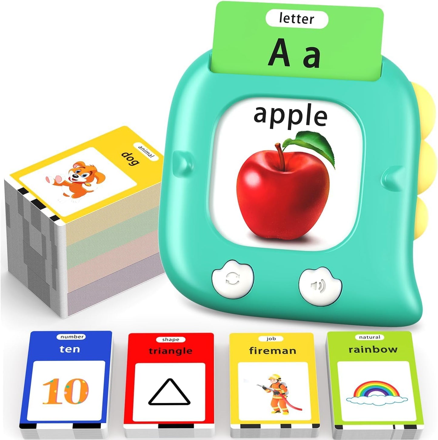 Kidzdo Dinosaur Sight Words Talking Flash Cards for 2 3 4 5 6 Years Old Boys and Girls, Easter Stuff Birthday Gifts for Toddler, Pocket Speech Learning Toys Helps Language Delay Kids, Green