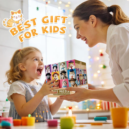 Jumbo Floor Puzzle for Kids,48 Piece Cat Jigsaw Puzzles,Pet Learning Educational Toys for Toddlers Ages 3-5,Children Easter Gift for Boy Girl Ages 4-8