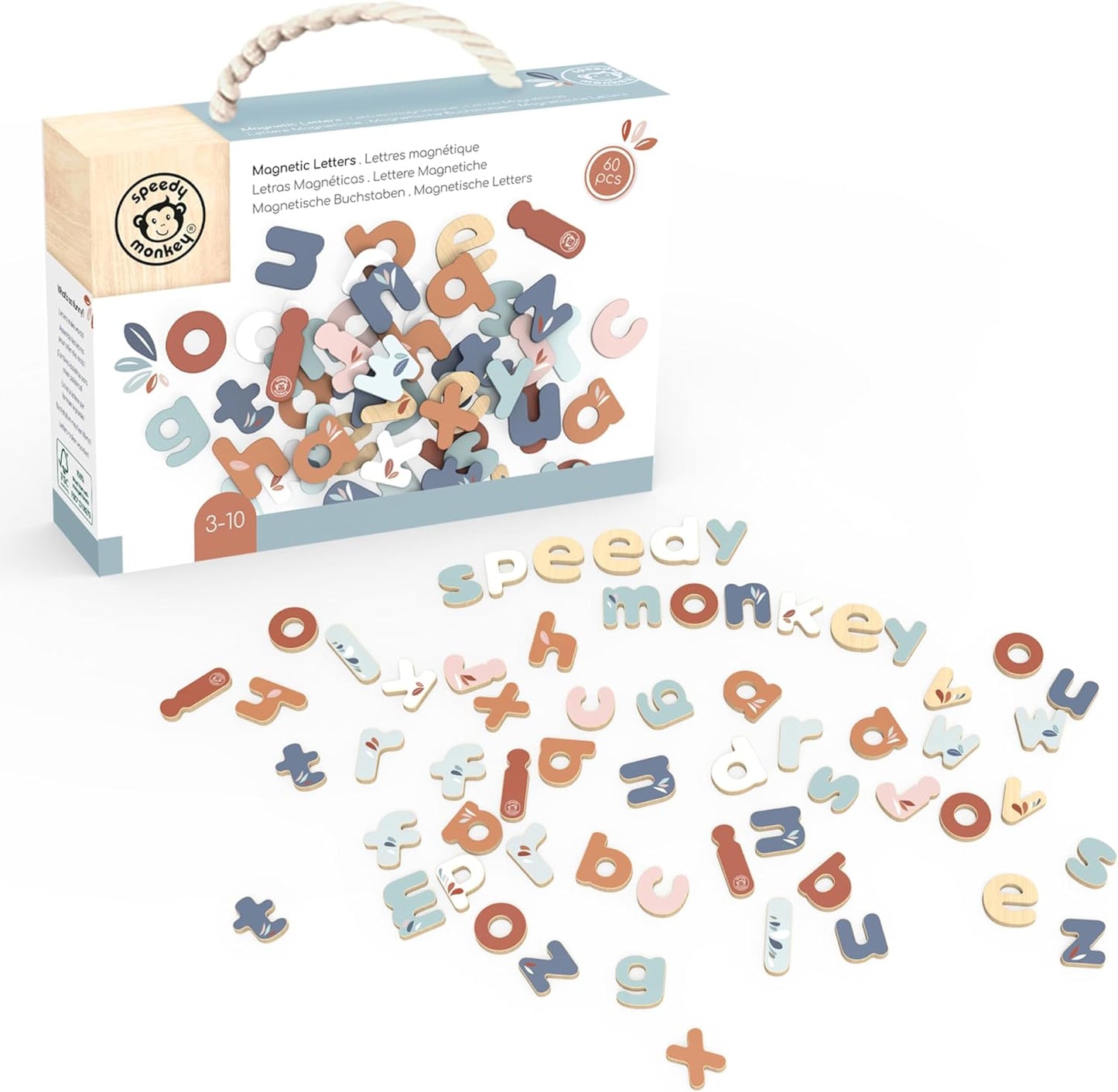 Speedy Monkey Colorful Wooden Alphabet Puzzle | Non Toxic, Child-Safe Paint, Learning Toy for Kids, Educational Fun, Easy-Grasp Letters, Enhances Fine Motor Skills