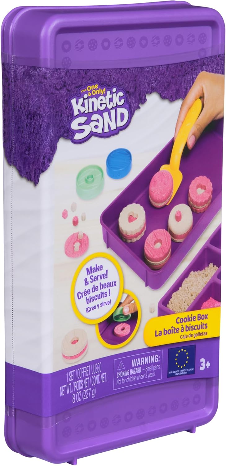 Kinetic Sand Cookie Box - with 227 g Magic Sand in 2 Colours, 3 Accessories for Creative Indoor Sand Game, for Children from 3 Years