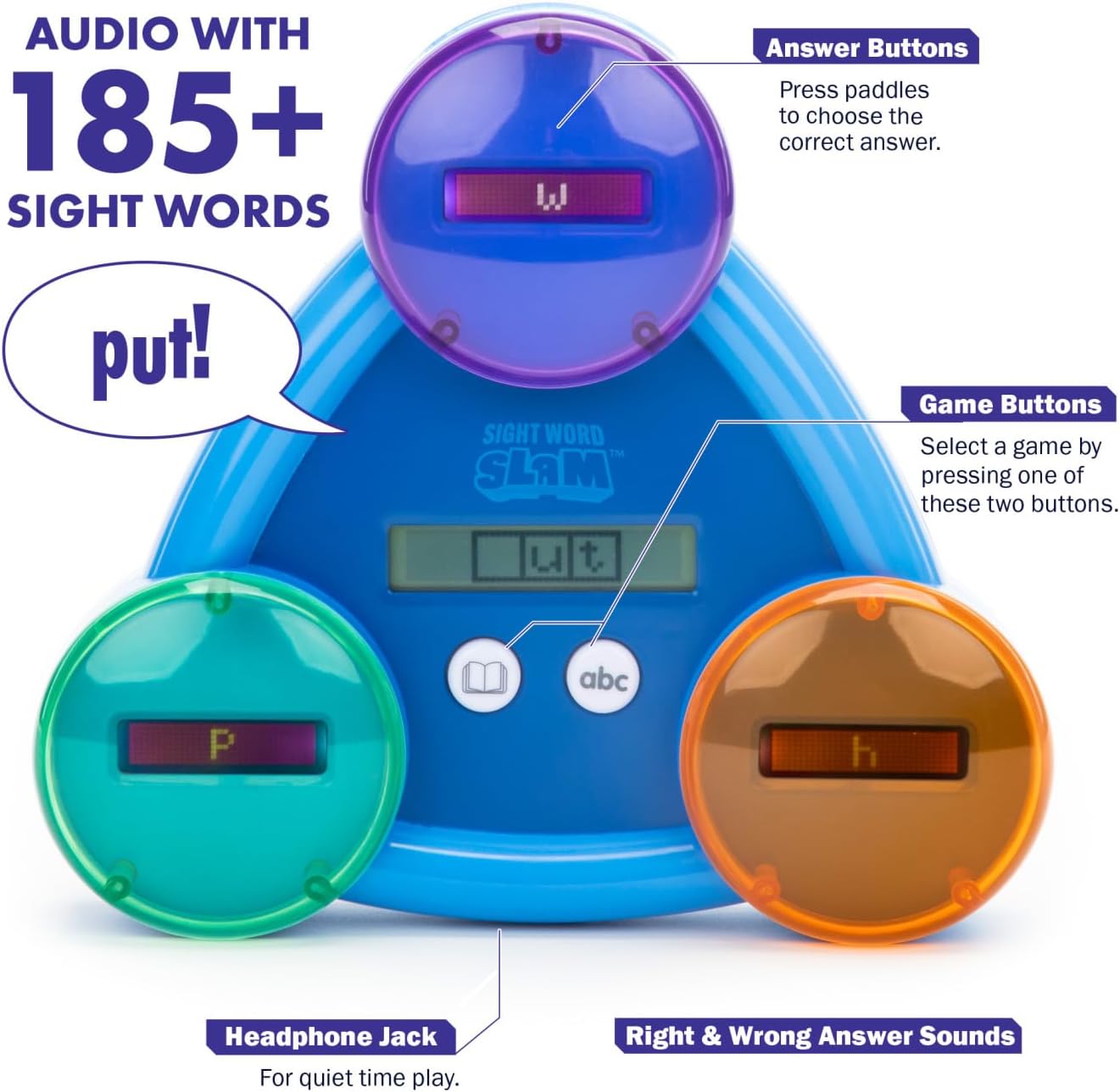 Educational Insights Sight Word Slam - Kindergarten Learning Activities, Sight Word Games, Electronic Phonics Flash Cards, Reading Games for Kids 5-7, Learn to Read CVC Words, Literacy Development