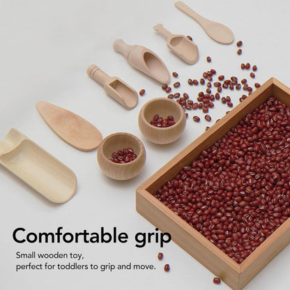 Dan&Dre Sensory Bin Tools Toy, Wooden Bowls Scoop Toys for Fine Motor Learning and Sensory Play, with Smooth Edges for Toddlers