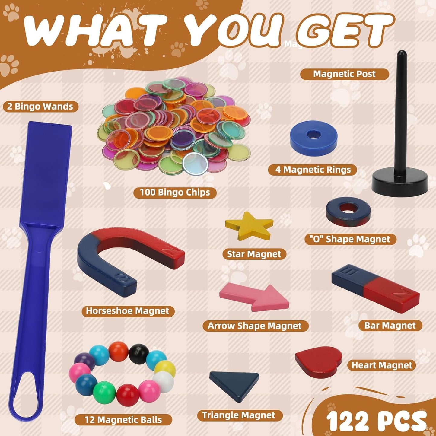 SAYAYA 228 PCS Magnetic Science Kit for Kids - Magnetic Balls, Bingo Wands with Chips, STEM Learning Set Magnet Toys for Classroom, Back to School Supplies, Educational Activities Gift for Boys Girls