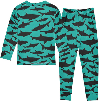 ALAZA Shark Starfish Palm Tree 2 Piece Pajama Set Long Sleeve Top and Pants Sleepwear Unisex - Colors A