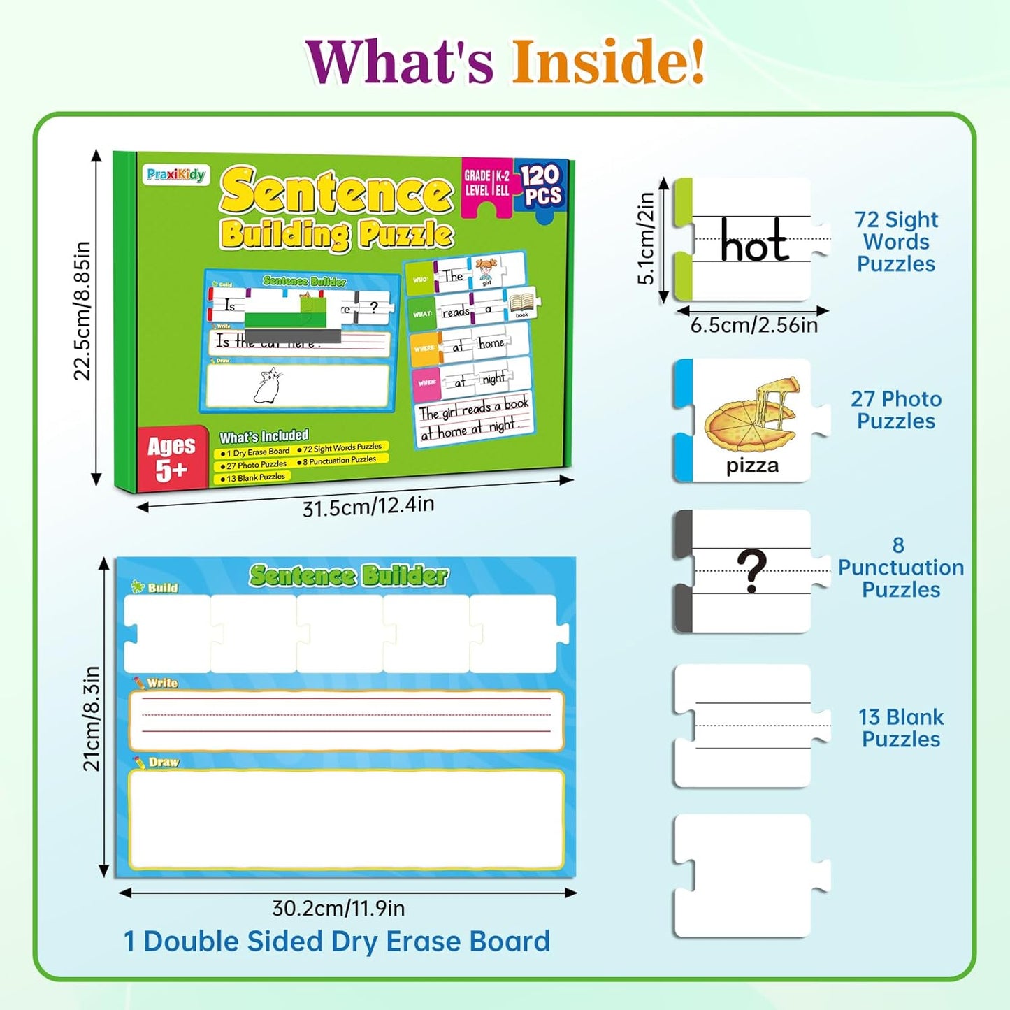 Sentence Building for Kids,Sight Word Puzzles for Kindergarten 1st 2nd Grade,Speech Therapy Materials ESL Special Education Classroom Must Haves Reading Games Learning Activities Homeschool