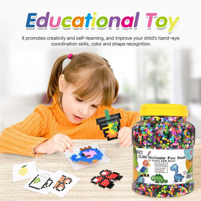 INSCRAFT 30,000 Fuse Beads Kit-30 Individual Packs of Iron Beads Set with 3 Pegboards, 5 Ironing Paper, 10 Patterns, Gifts for Birthday Christmas, Multicolor 5mm Melty Beads Bulk Refill Kit