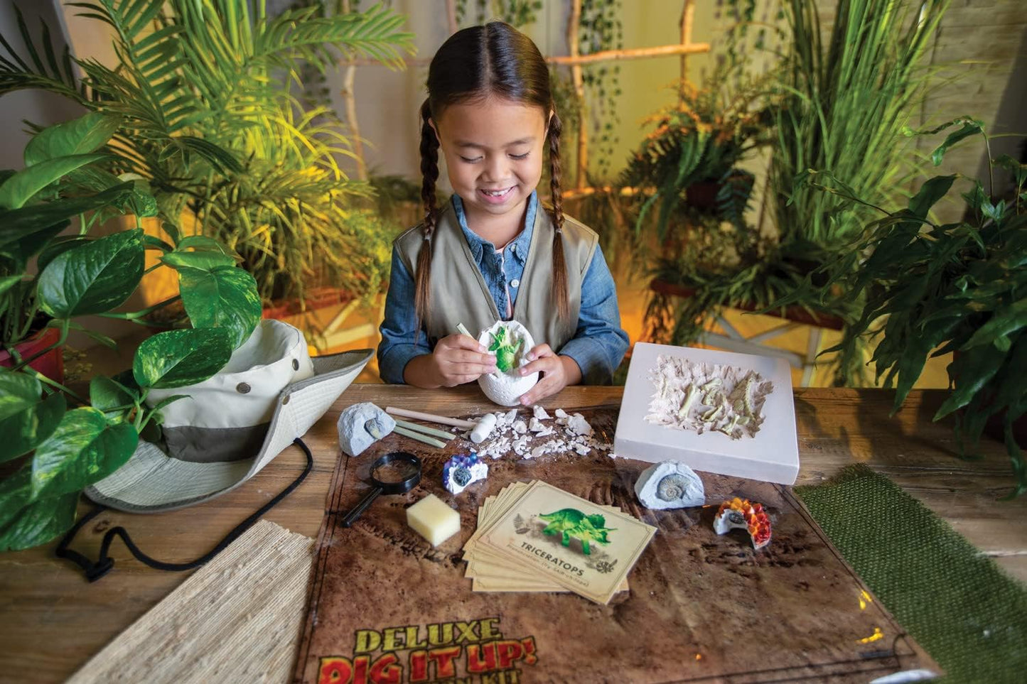 MindWare Dig It Up! Deluxe Dinosaur Excavation Kit - Ages 4+ Dino Dig Kit - Includes Excavation Tools to Dig Out 8 Treasures